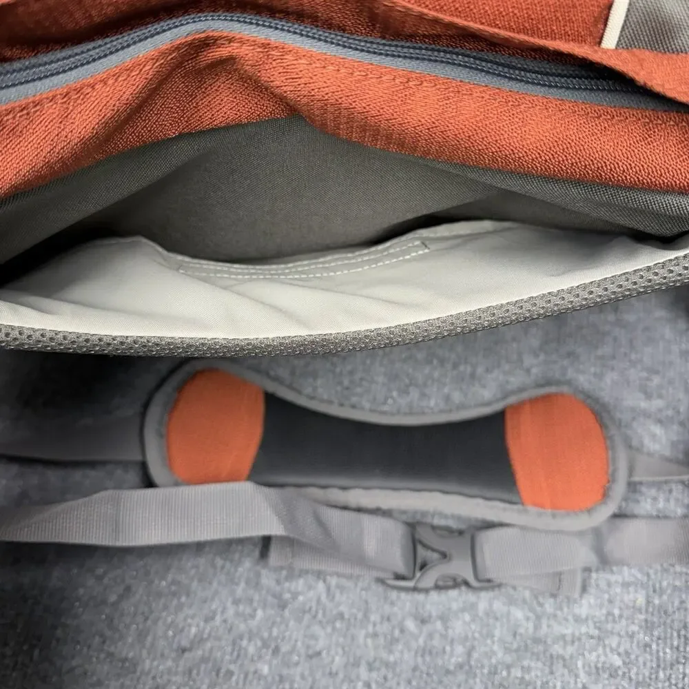 E1 OSPREY Elroy Messenger Bag Cargo Pockets Sipper Side Laptop Burnt Orange Gray